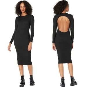 AllSaints Open‎ Back Long Sleeve Bodycon Dress Size 10 Black Midi Molly Minimal